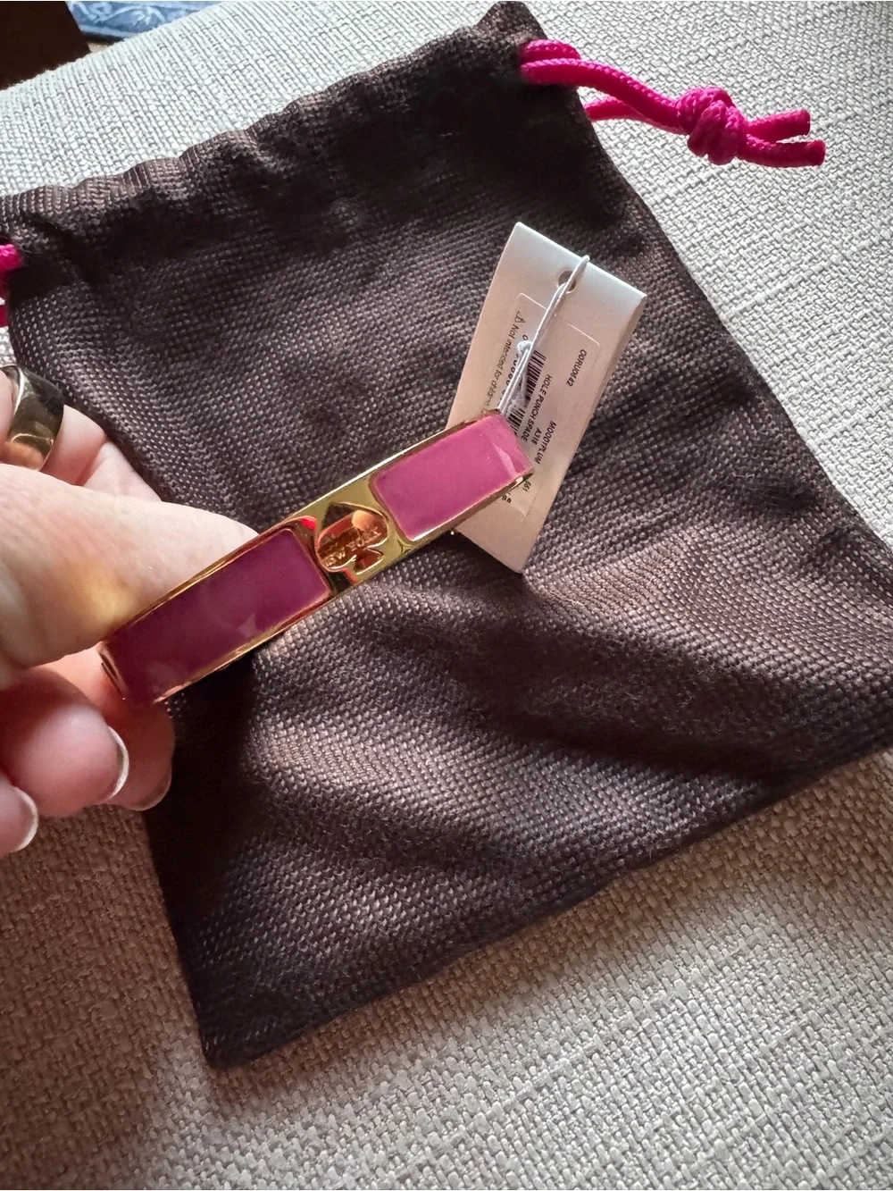 kate spade Gold-Tone Hinged Enamel Spade Hole Punch Bangle Bracelet- Moody Plum